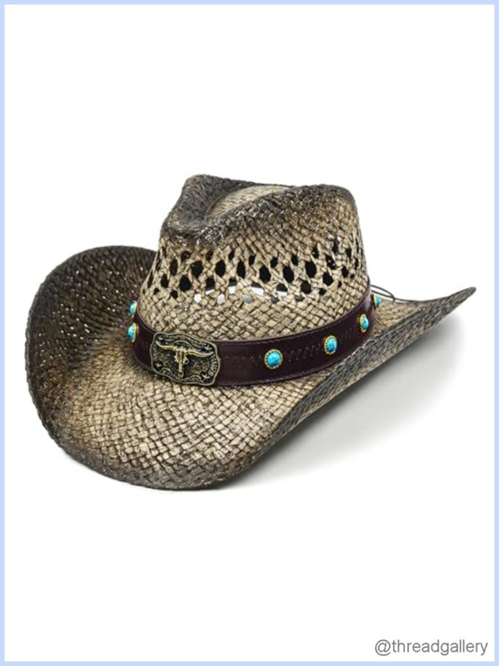 Straw Cowboy Hat Women Western Wide Brim Shapeable Sun Hat Floral Woven